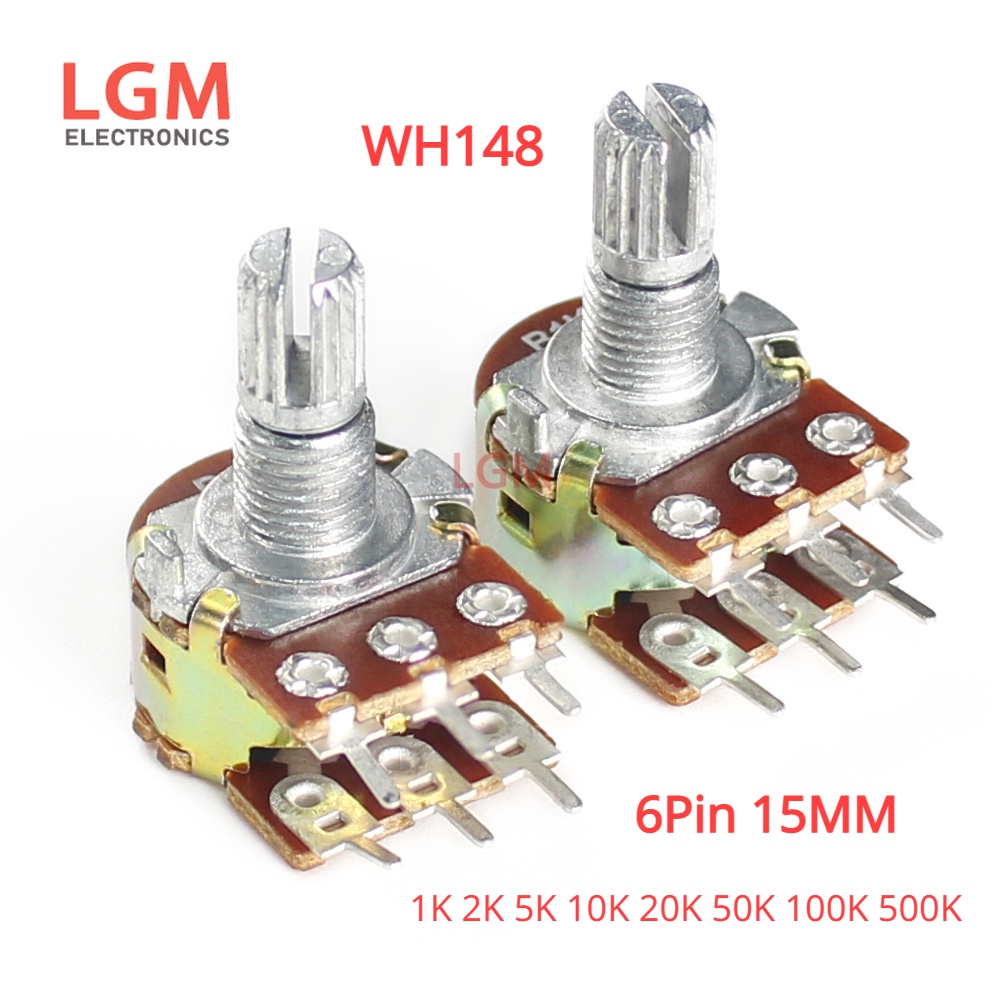 5Pcs WH148 6Pin 15mm Potentiometer B1K B2K B5K B10K B20K B50K B100K ...