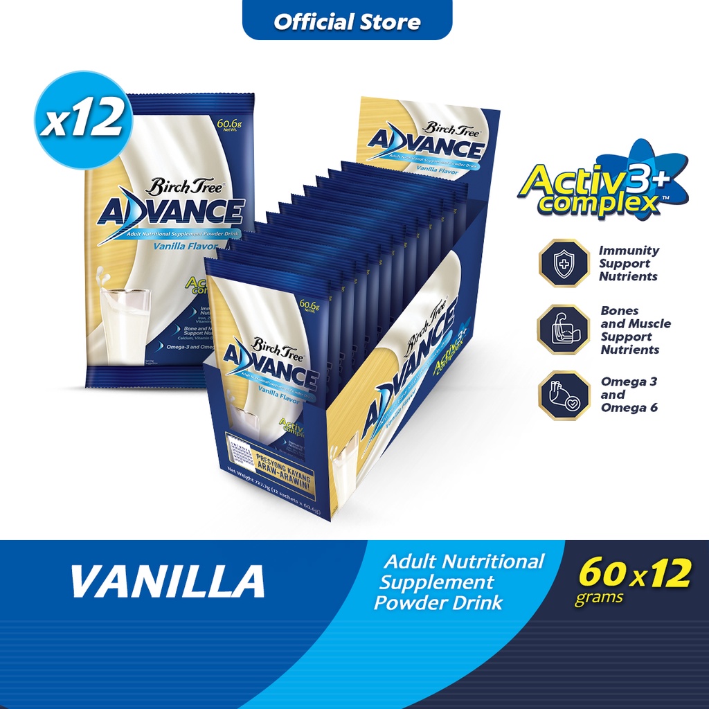Birch Tree Advance Adult Milk Vanilla 60g x 12 Shopee Philippines