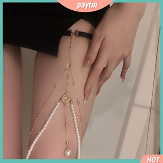 (Gold A) Crystal bead leg chain thigh chain gold body chain beach rave  party jewelry body accessory for women and girls