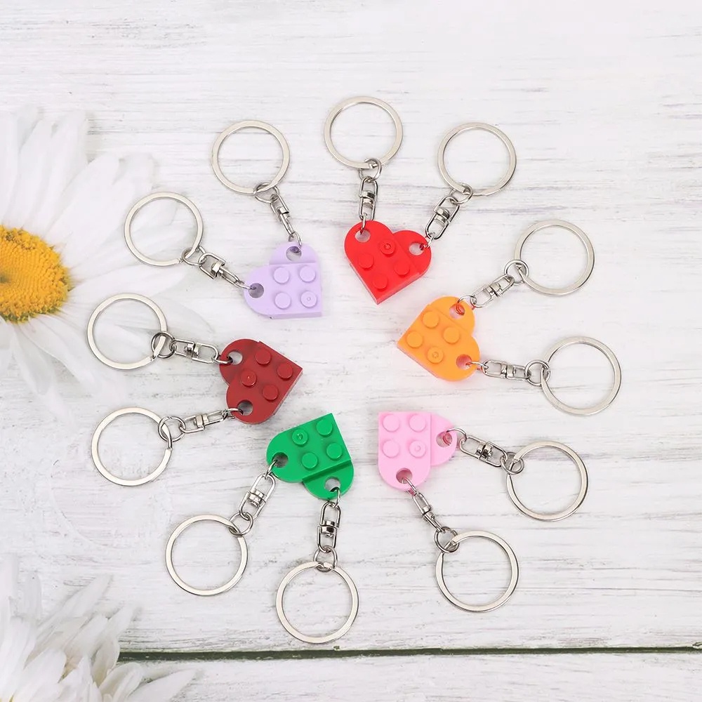 Fashion Heart Keychain Creative Matching Building Blocks Key Chains ...