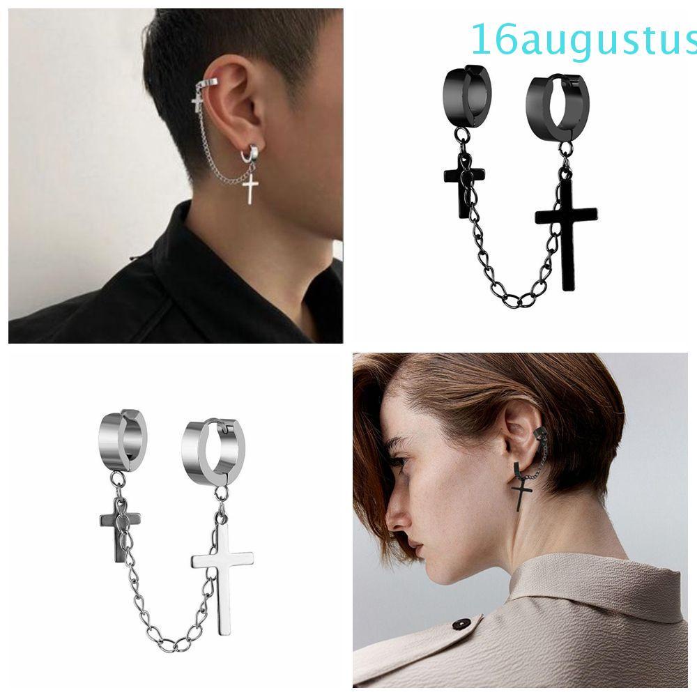 COD Vintage Women Ear Clip Elegant Dangle Earrings Korean Stud Earrings Trendy Punk Clip On Earrings For Girls Tassel Titanium Steel Men Ear Cuff