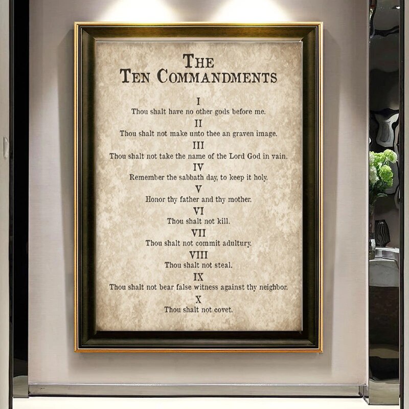 Vintage Poster Ten Commandments Wall Art Picture Christian Exodus 20 ...