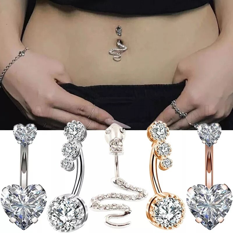 Navel Pendant Piercing Body Jewelry Fashion Zircon Crystal Belly Button ...