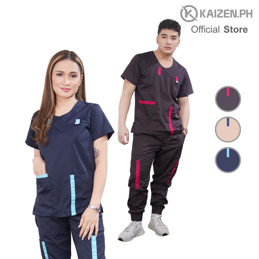 KAIZEN.PH Scrub Suit 1st Gen KSS34 Overlap Neck, Secret Pocket Combi