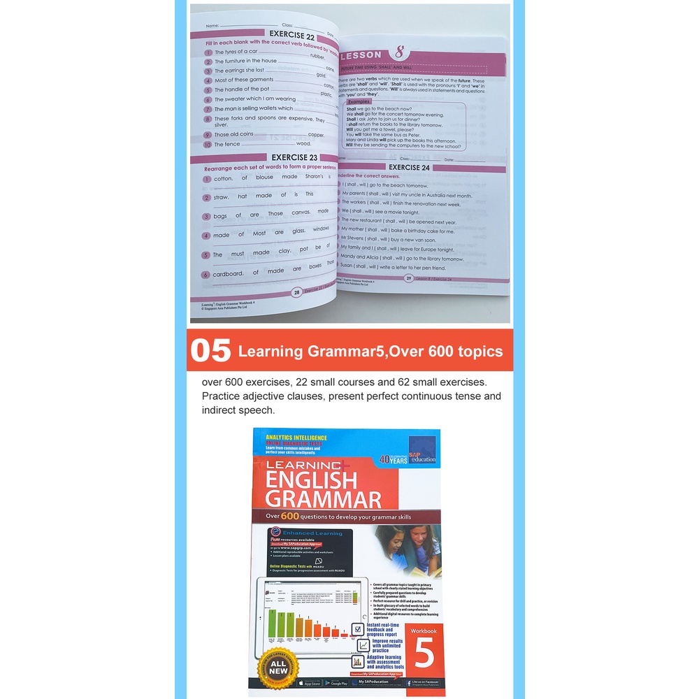 6Books SAP English Grammar Workbook for Children Singapore Exercise ...