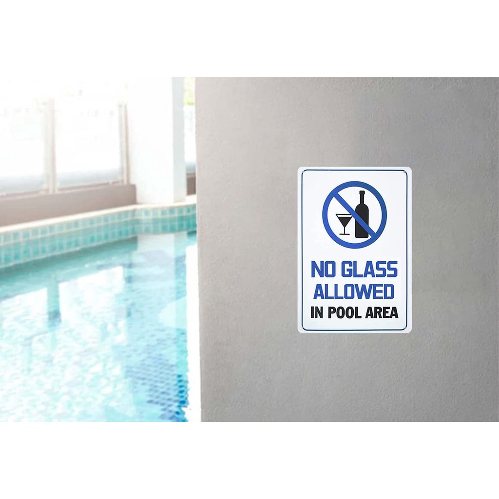 Swimming Pool Safety Sign No Glass Allowed in Pool Area Pool Rules