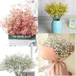 10pcs Artificial Fake Flowers Babys Breath Real Touch Gypsophila Floral in Bulk for Home Wedding Garden Decor (White Long Stem), Size: 22