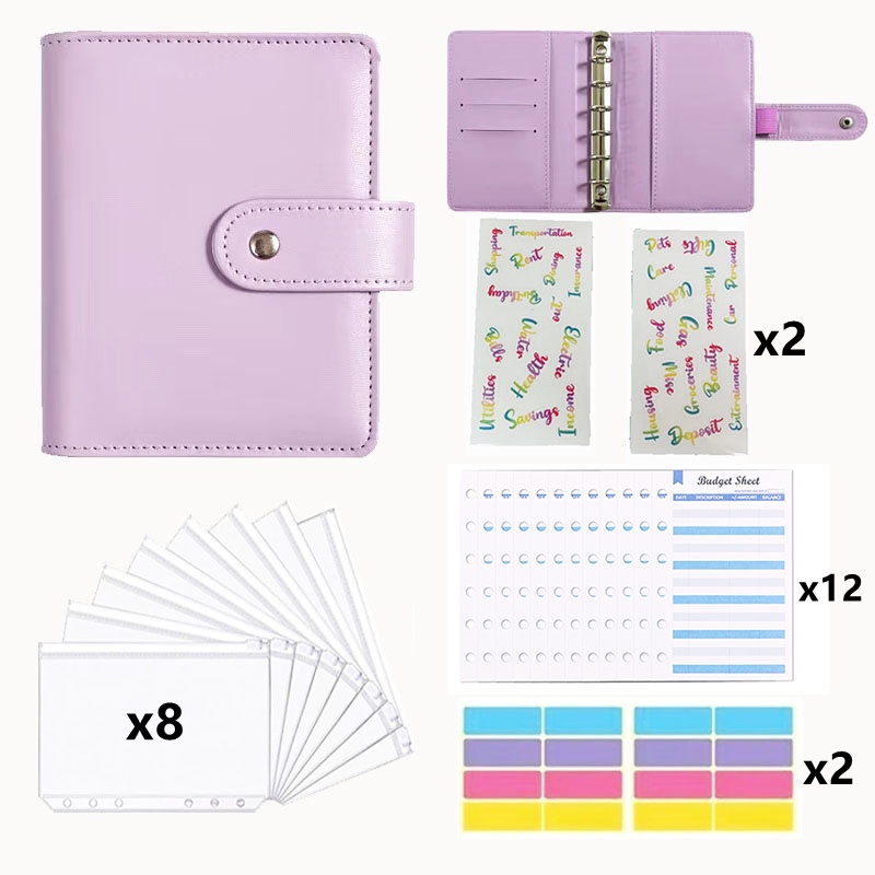 Pu Leather Binder Zipper Money Saving Envelope A7 Flip Budget Planner  Notebook Cover Folder Agenda Stationery Supplies Organizer