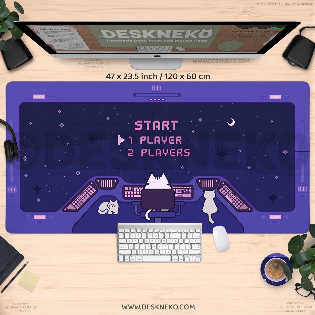 Kawaii Desk Mat Cute Space Deskmat Rgb Led Mousepad Xxl Purple Mouse