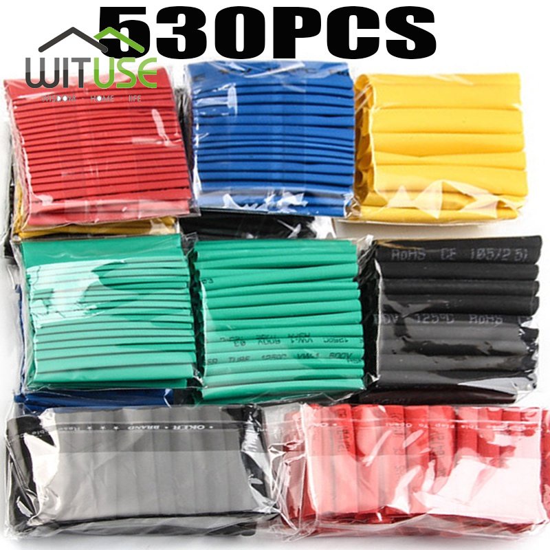 530pcs Heat Shrink Tubing Insulation Shrinkable Tube Assortment Electronic Polyolefin Ratio 21 