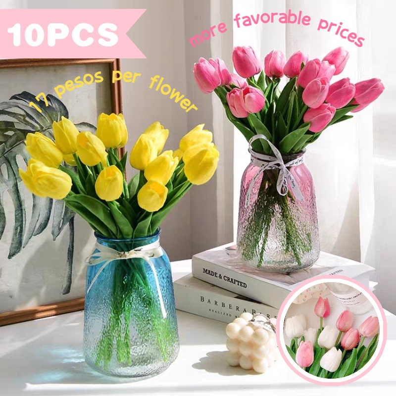 10PCS Artificial Tulip Flower Bouquet Home Decor Wedding Party Fake Flower Decor Valentines Gift