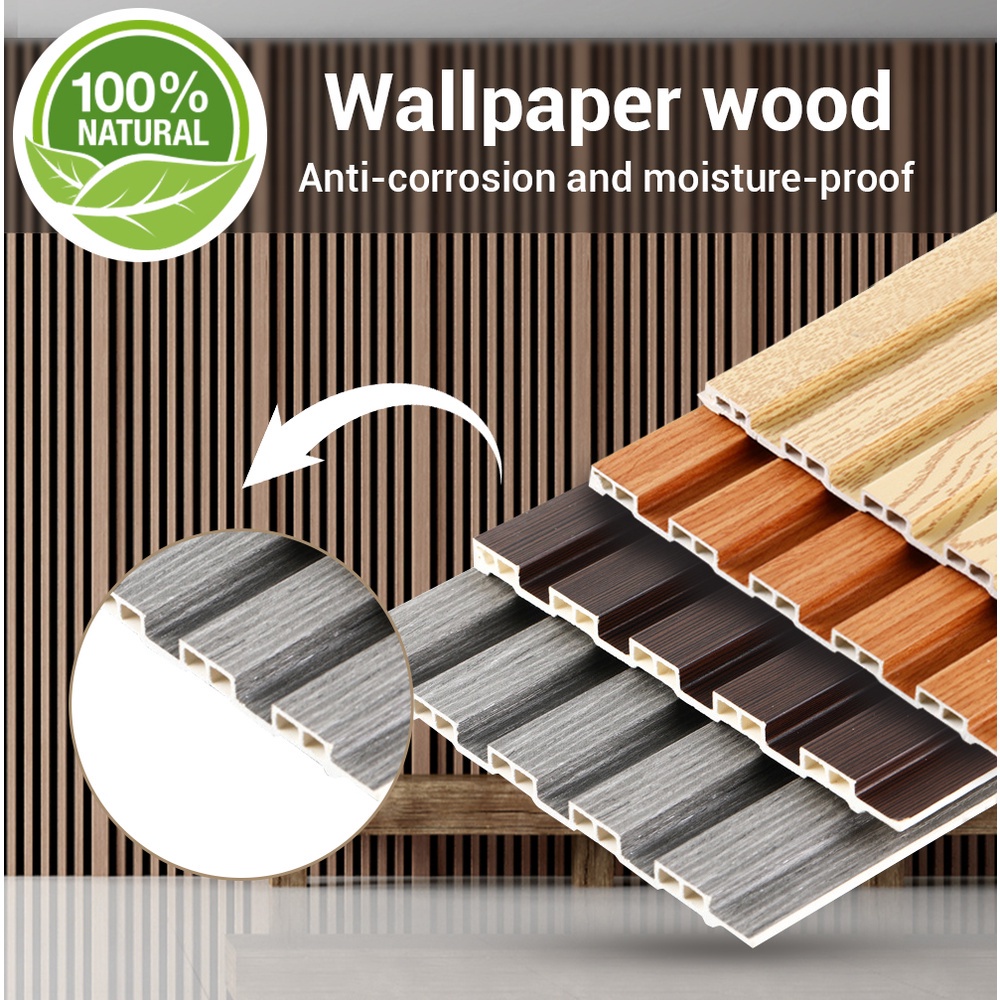 Solid Wood Panel Board Grille Design PVC Background Wall Decor Sticker
