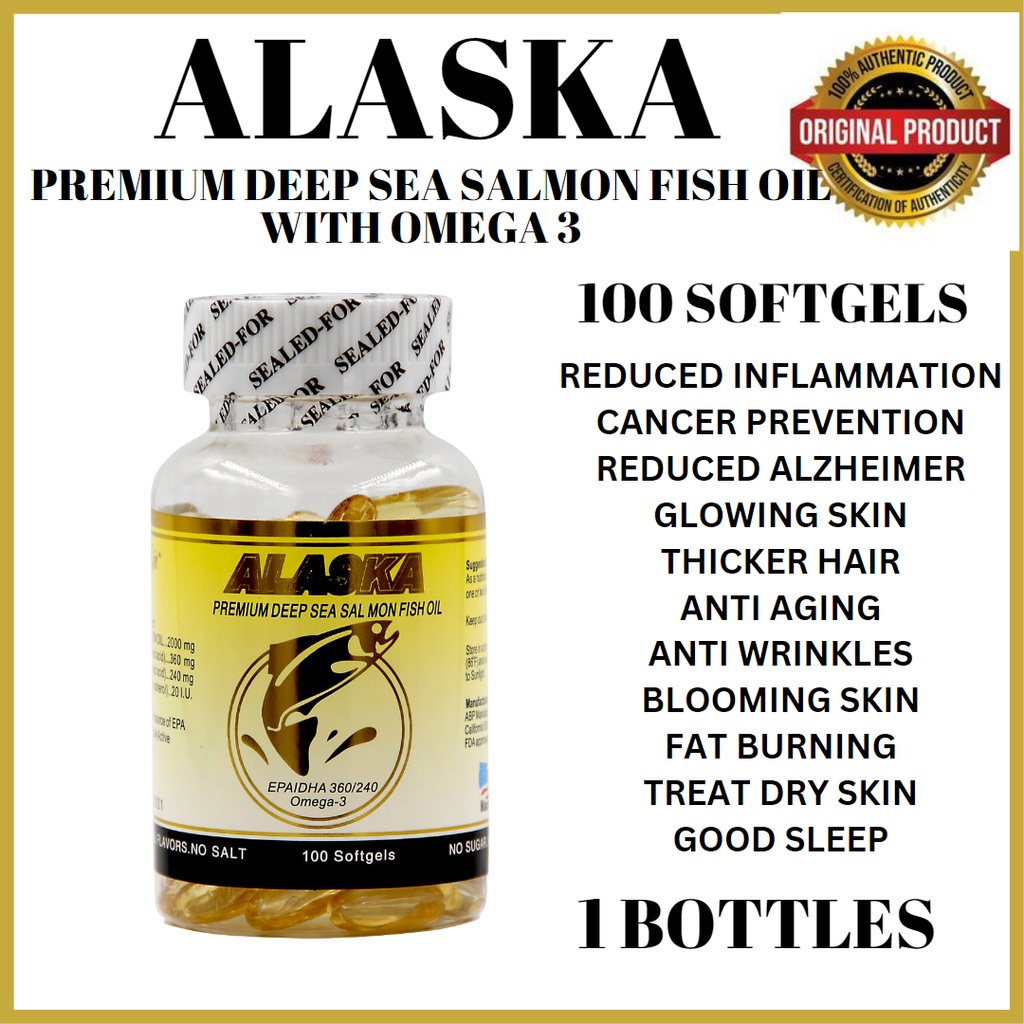 ORIGINAL AUTHENTIC Alaska Premium Deep Sea Salmon Fish Oil with Omega3