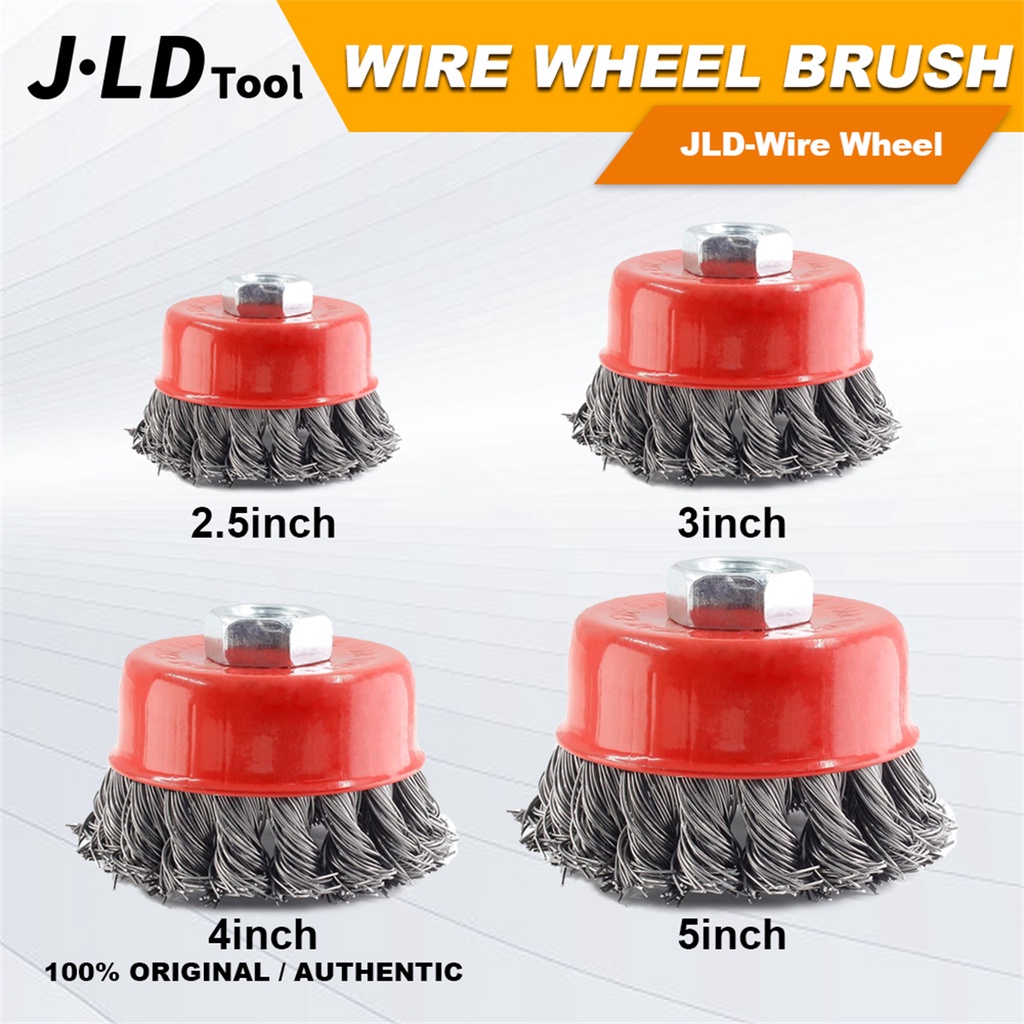 JLD Wire Cup Brush Set 5INCH Twisted Knotted Cup Brush For Grinders 5/8