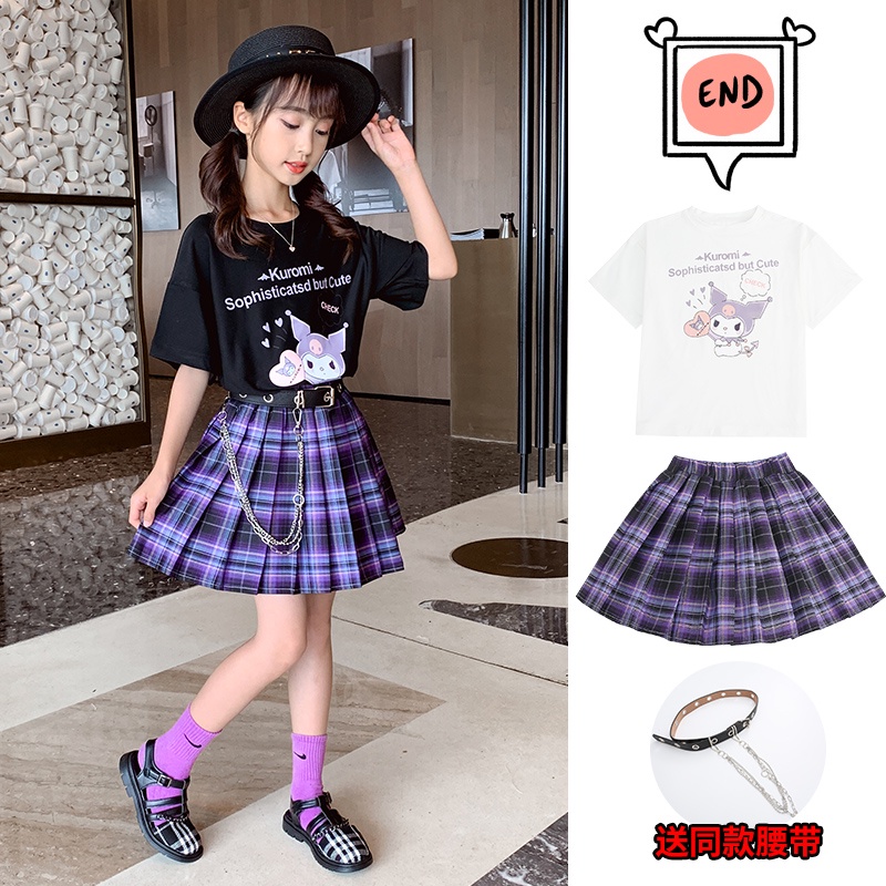 Sanrioes Anime Kuromi Summer Cute Girls Princess Dress Kids Clothes ...