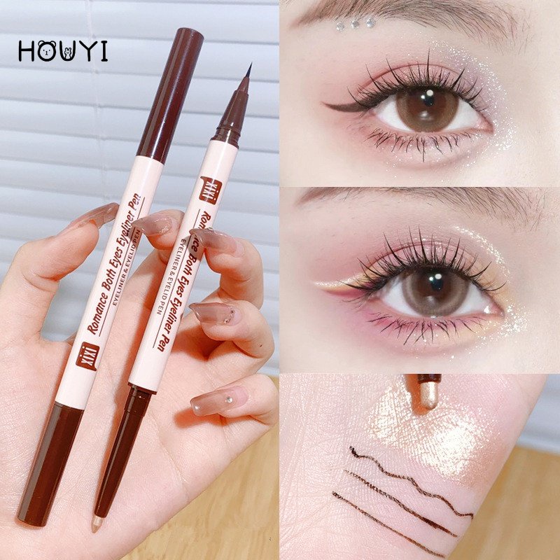 2 In 1 Diamond Glitter Eye Liner Pencil Eye Makeup Highlighter Waterproof Pearl White Brighten 