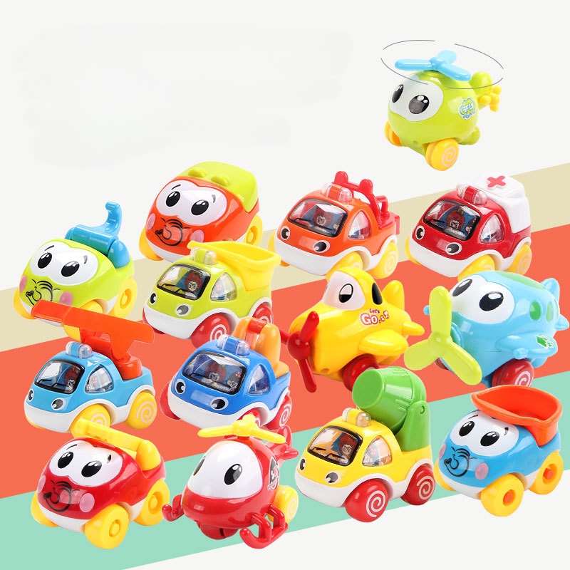 Traffic Fleet Toy Children's Cartoon Rickshaw Inertia Pulley Series ...