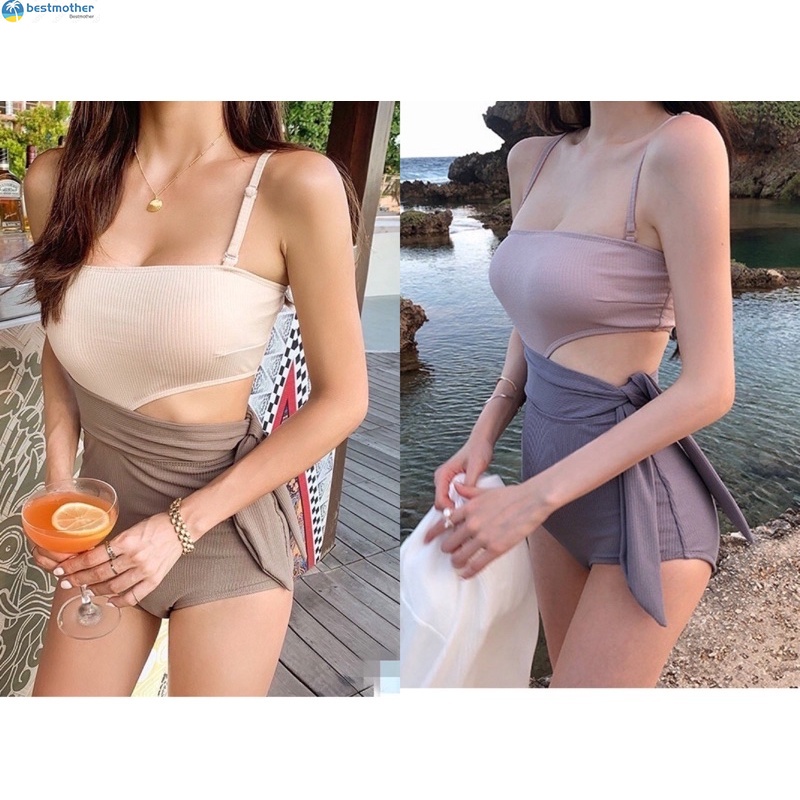 【M&M】64 Korean swimsuit Korean swimwear Bandage Conjoined Slinging