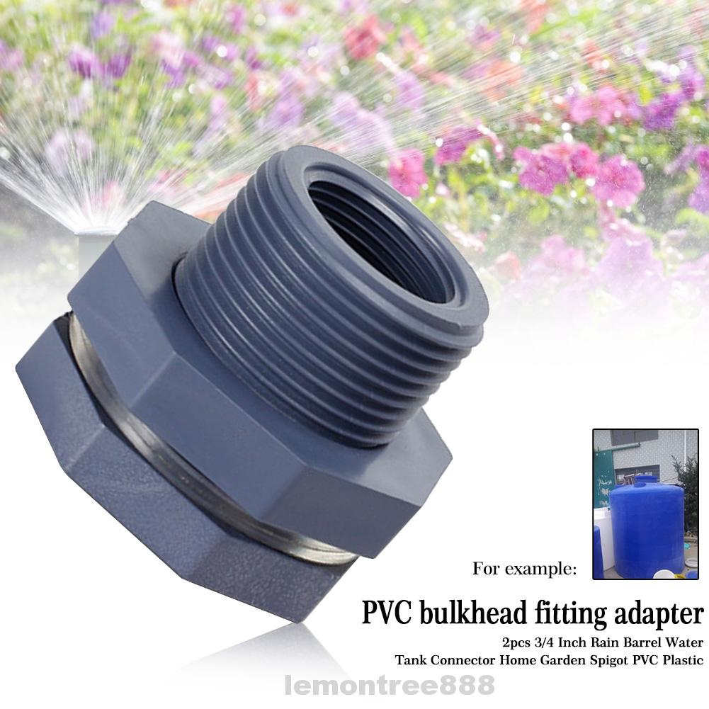 2pcs Home Universal PVC Plastic Rain Barrel Bulkhead Fitting Water Tank