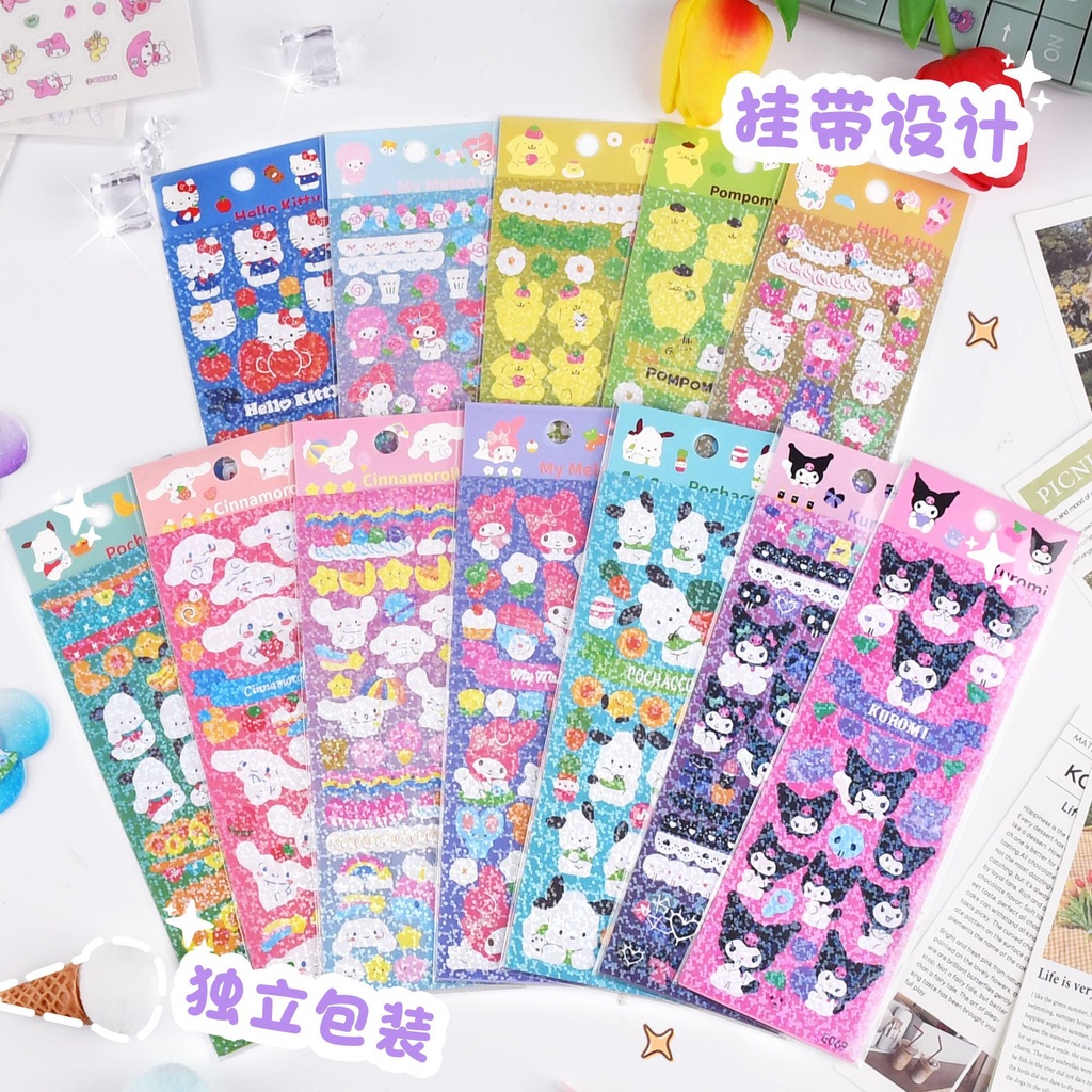 Sanrio 2D GLITTER STICKER/Cute 2D STICKER NEW Japanese Cartoon Edition ...