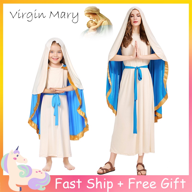 The Virgin Mary Nativity Cosplay Costume For Kids Girl Halloween Cape