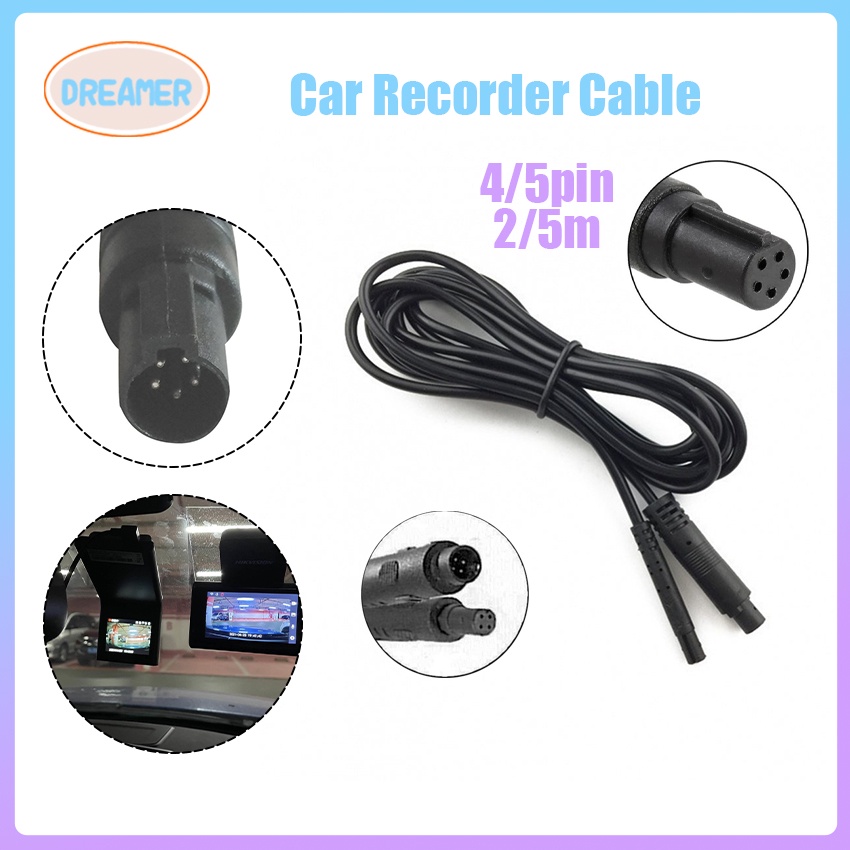 Dash Cam Rear Camera Cable 4Pin 5Pin 2/5 Meters Extension Cable for