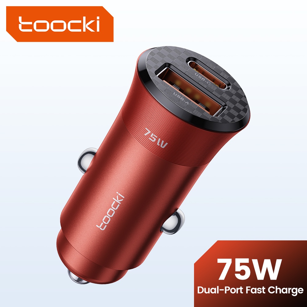 Toocki 75w Pd Fast Charging Type C Car Charger Dual Port Usb Adapter Aluminum Alloy Phone 7149