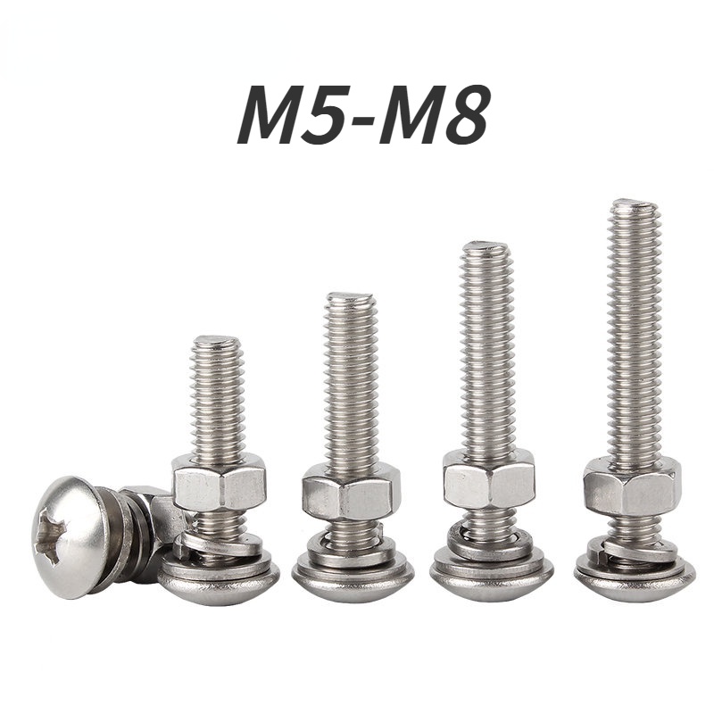 304 Stainless Steel Nut Washer Combination Set Phillips Large Flat Head Screw Round Head Screw