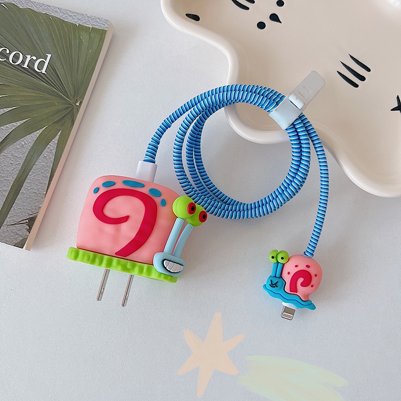 Cartoon SpongeBob Gary the Snail Pineapple Data Cable Sleeve Set ...