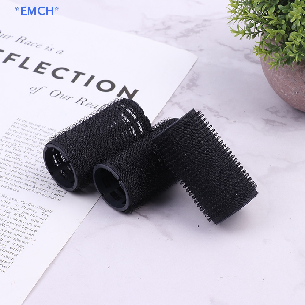 EMCH> 3Pcs/Set Black Self Grip Hair Rollers Cling DIY Hairdressing Hair