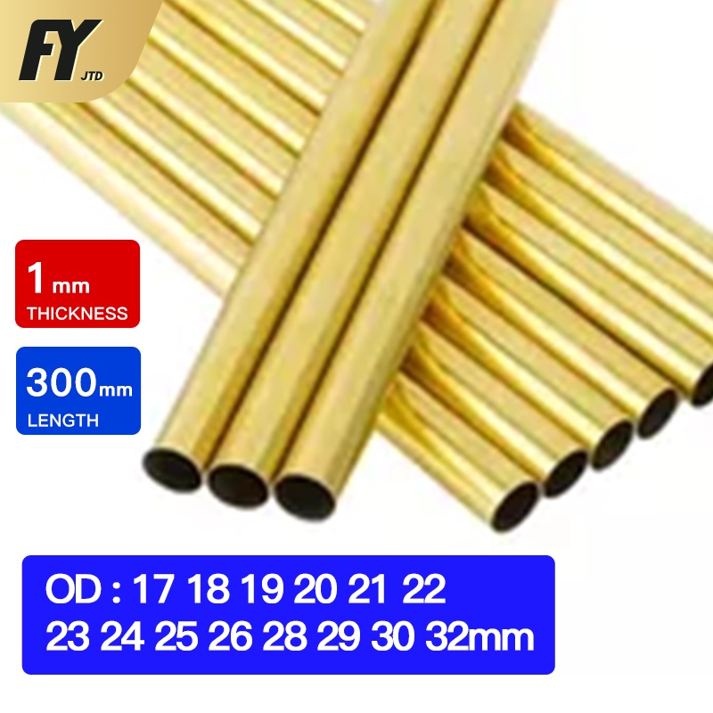 Brass pipe wall 1mm length 300mm OD 1732mm brass tube piping 17 18 19