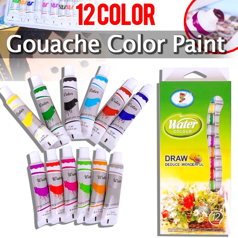 12 color set Acrylic/Water/ Gouache Color Paint A/W/G 12COLORS 9ML Per Bottle Shopee Philippines