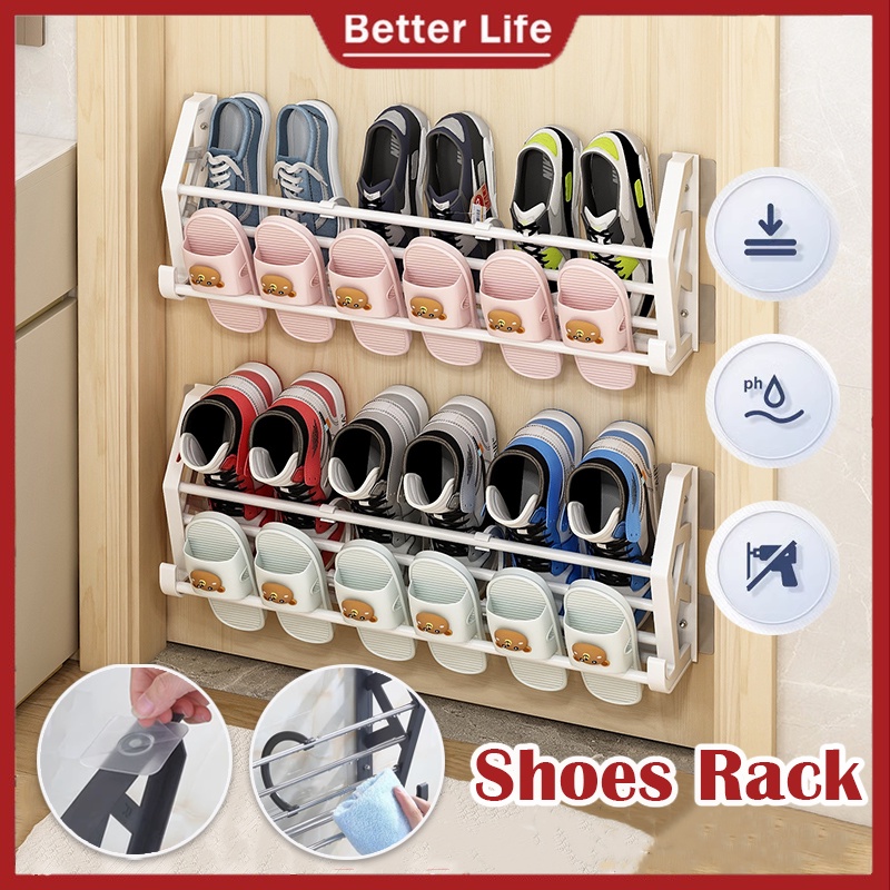Wall Mounted Shoes Rack Multi-layer Rack Slipper Organizer Home ...