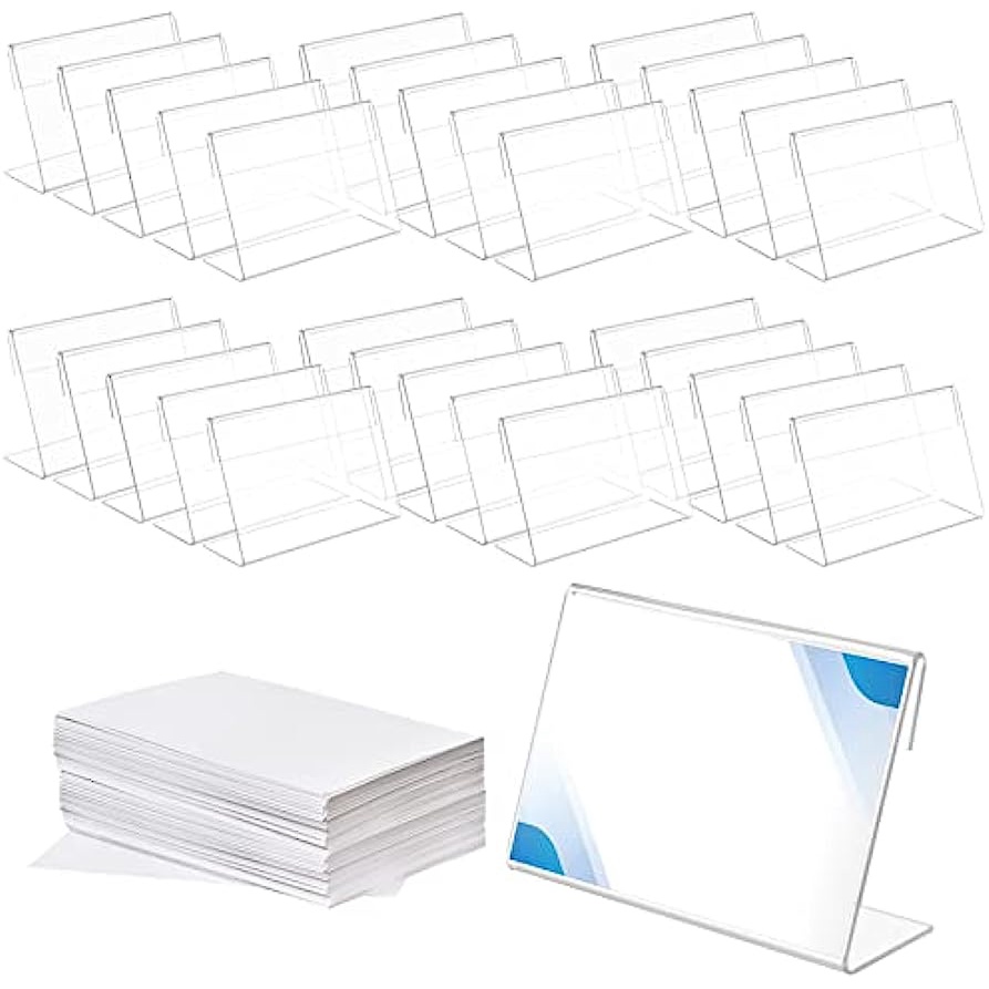 1PCS Acrylic Sign Holder,Horizontal Slanted L-Shape Name Card Price Tag ...