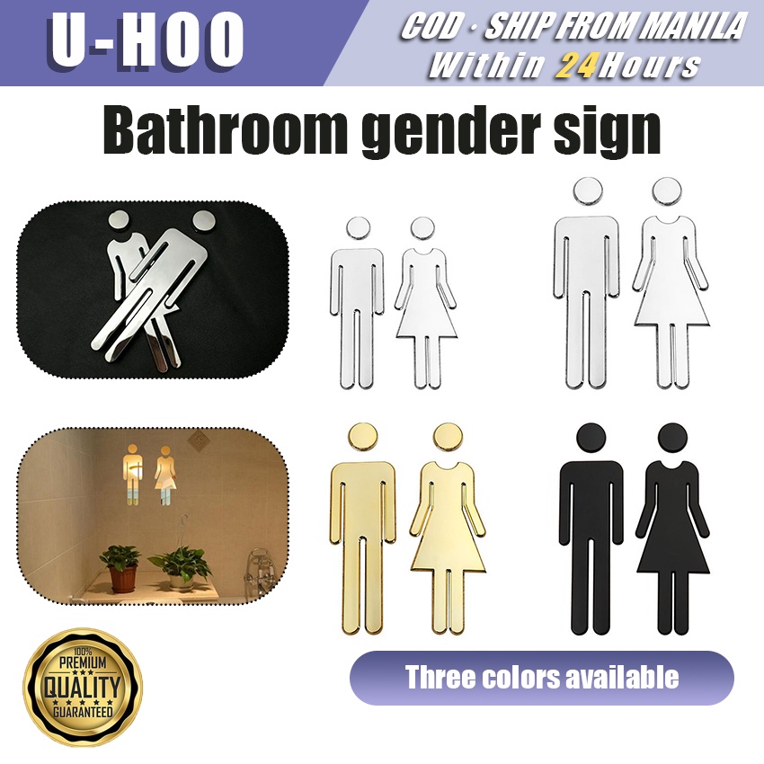 Acrylic Toilet Sticker Sign Woman & Man WC Restroom Loo Bathroom ...