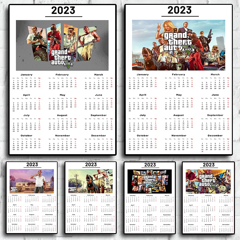 2023 calendar Grand Theft Auto V Game Art Poster GTA 5 Wall Pictures ...