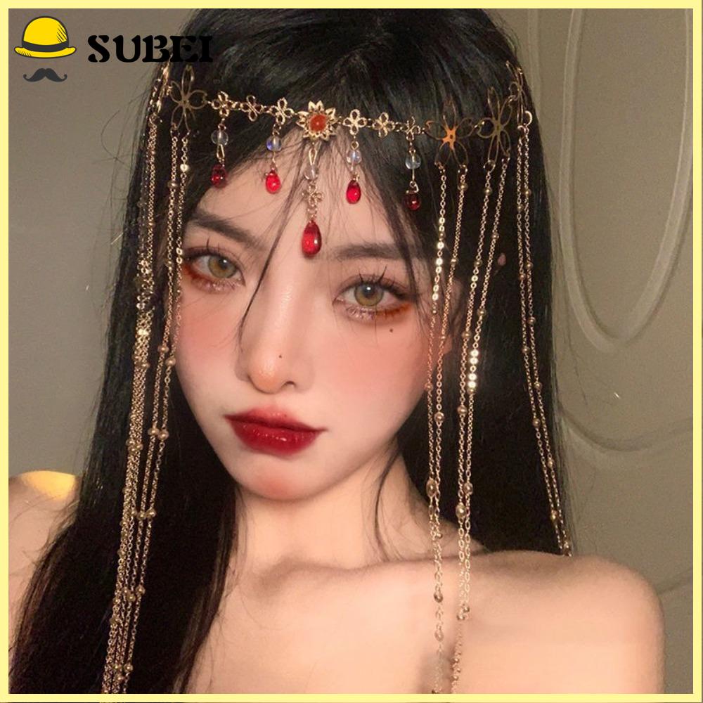 SUBEI1I Forehead Ornament Eyebrow Center Pendant Wedding Long Tassel