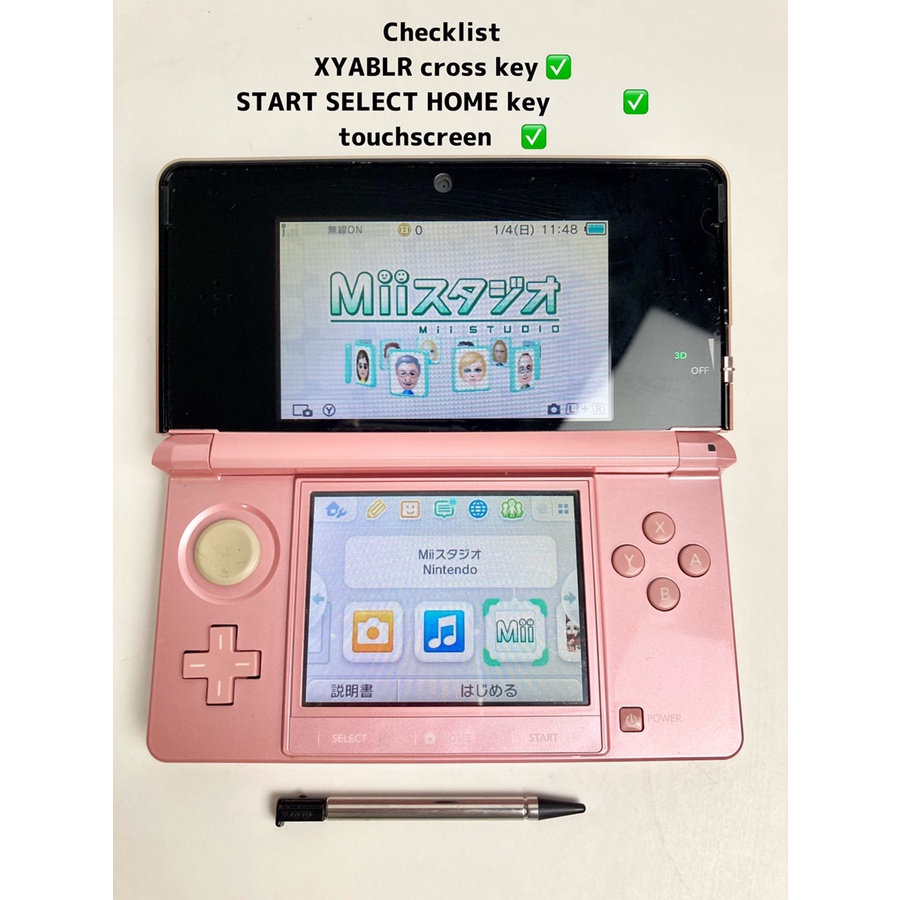 Nintendo 3DS CTR-001 Misty Pink With Stylus console operation check ...