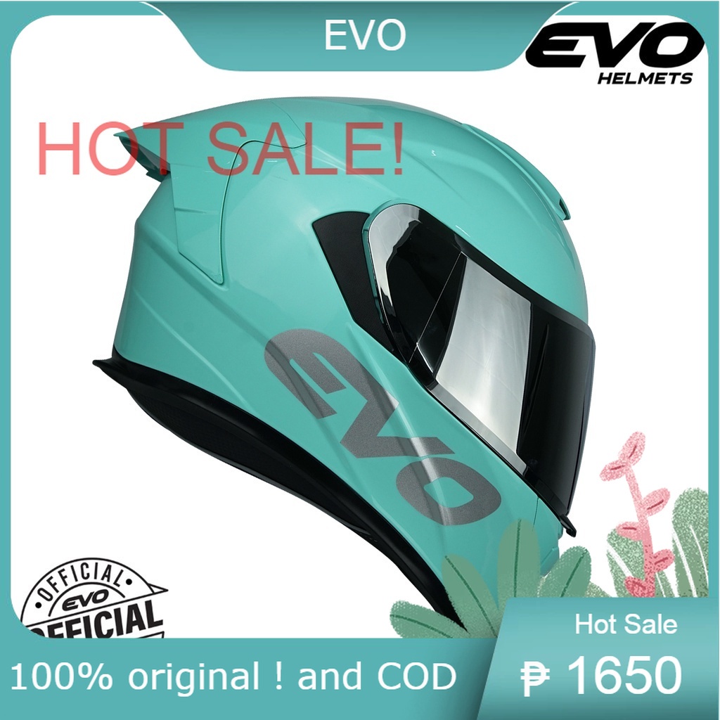 EVO GTPRO Turquoise Blue Dual Visor Full Face Helmet with Free Clear