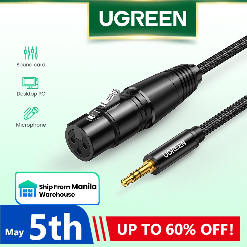 UGREEN XLR To 3.5mm Microphone Audio HiFi Cable XLR Female To Mini Jack ...