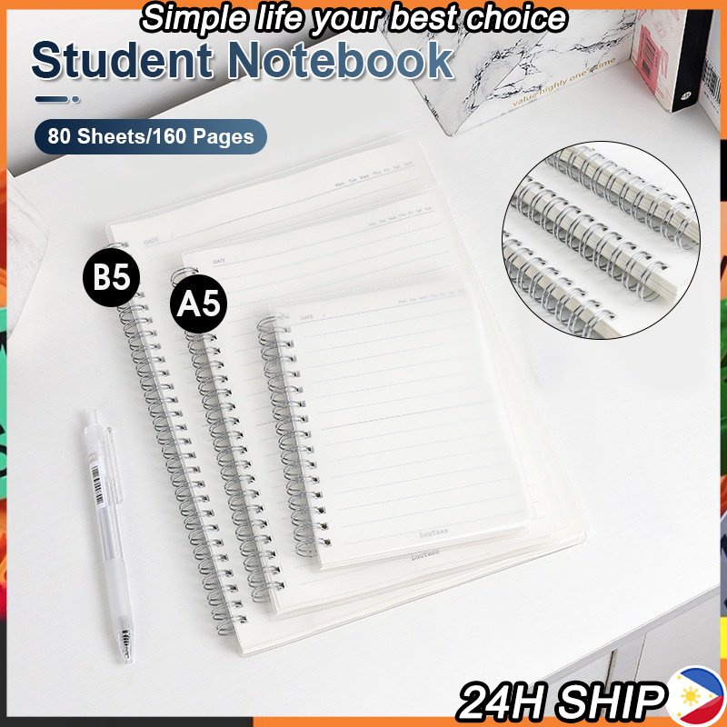 80 Sheets A5/B5 Coil Notebook Spring Horizontal Line Notebook Loose ...