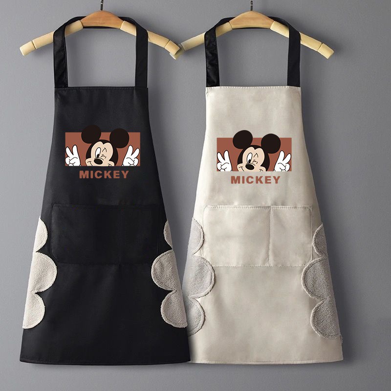 Cartoon Waterproof Hanging Neck Apron Oil-proof Mickey Painting ...