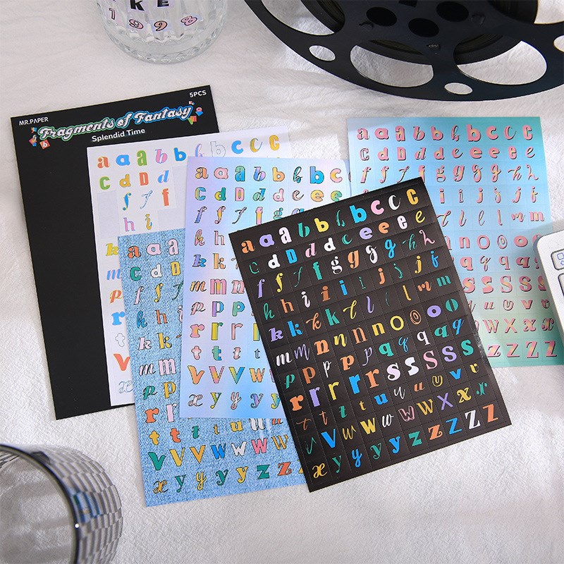 5 Pcs Scrapbook Letter Stickers Colorful Self Adhesive Alphabet Number