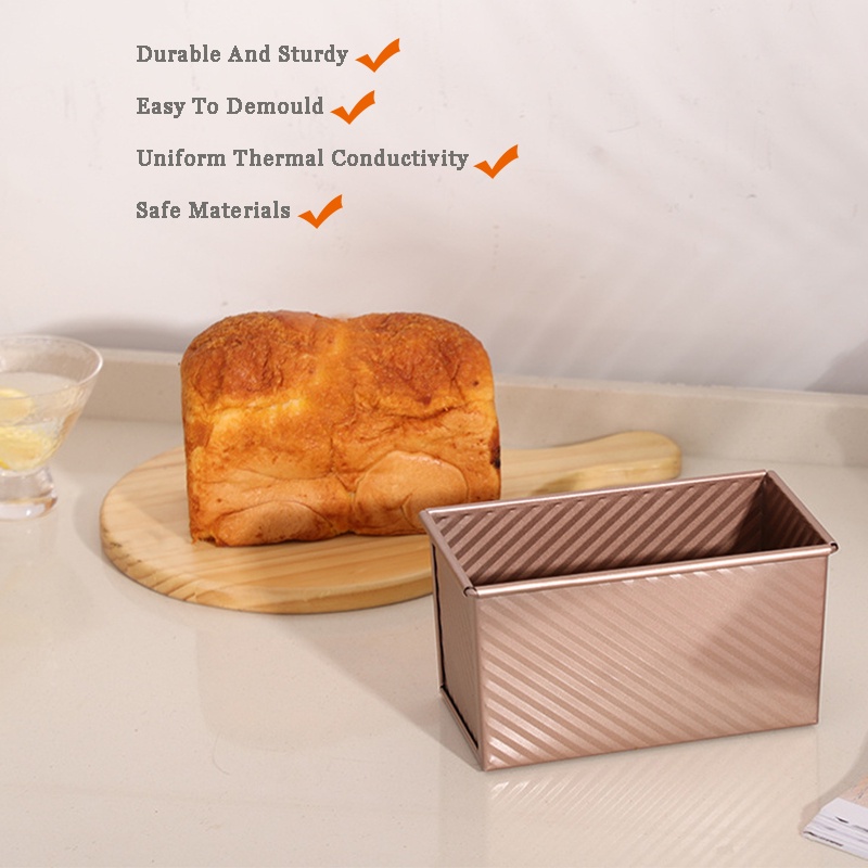Rectangle Golden Corrugated Lid Toast Box 550g Bread Toast Mold Does ...