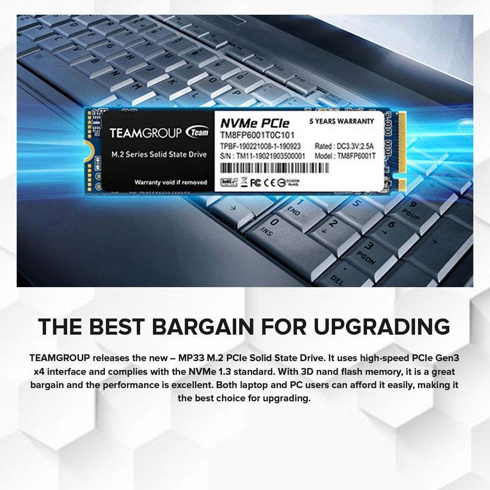 Team Group MP33 SSD 1TB M.2 NVMe: Disco Interno Ad Alta Velocità Per PC E Laptop - 5