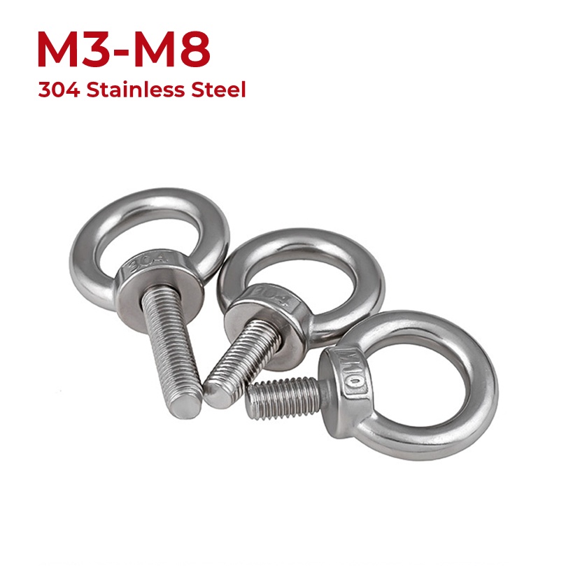M3 M4 M5 M6 M8 304 Stainless Steel Eye Bolt Marine Lifting Eye Screws O