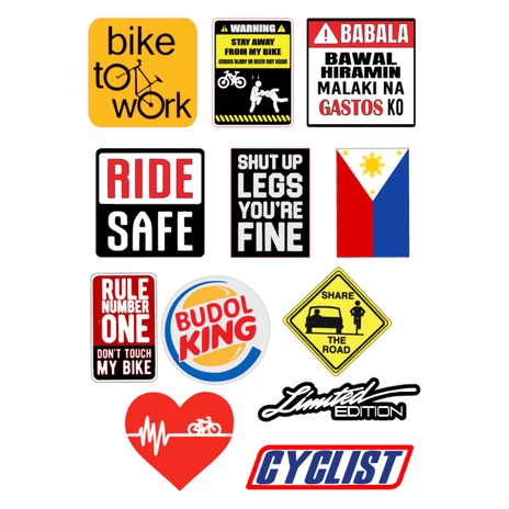 1Set Bike Stickers Water Proof High Quality Rounded Corners (12pcs a ...