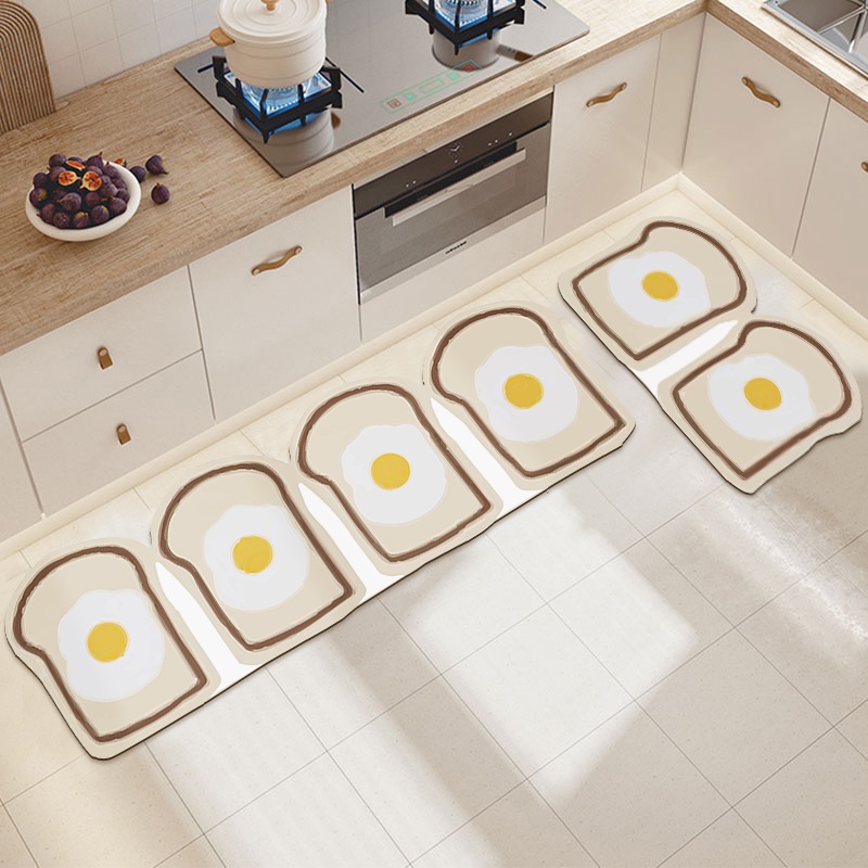 Kitchen Mat Floor Cartoon Rug Creative Egg Bedside Carpet Non-Slip Door ...