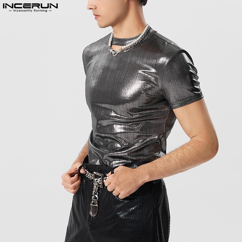 INCERUN Men's Fashion Small Digging Flash Short Sleeve T-shirt | Shopee ...