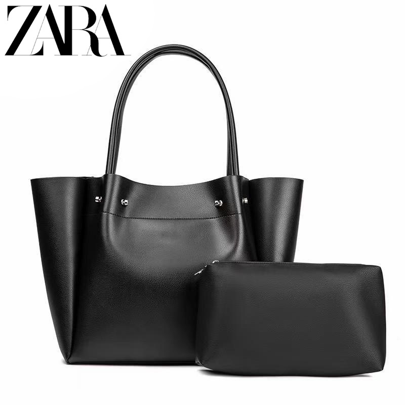 ZARA Women's Handbag 2023 New Soft Leather Large Capacity 2PCS in 1